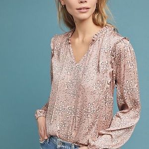 Anthropologie Pink Animal Print Top